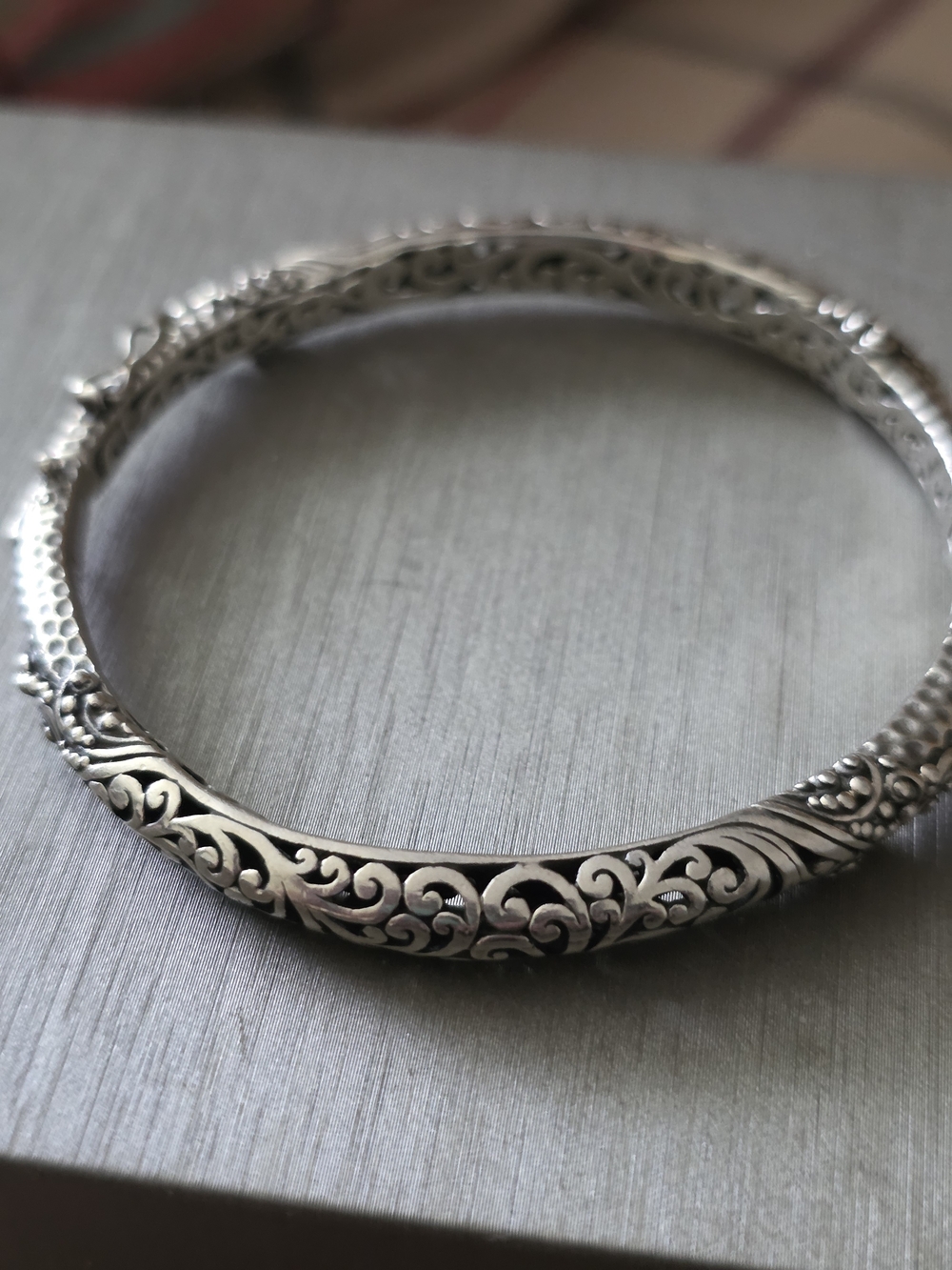 Intricate Filigree Sterling Silver Bangle Bracelet - Women's Jewelry